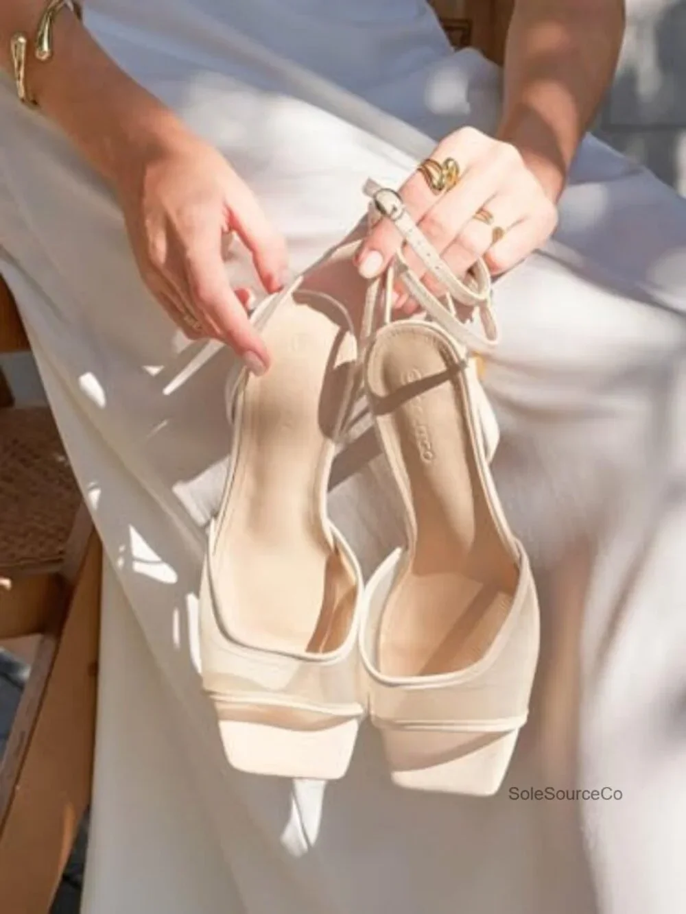 Kitten Low Heels Strappy Sandals Mesh Square Open Toe Dress Shoes